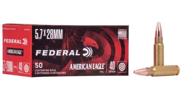 Federal Premium Centerfire Handgun Ammunition 5.7x28mm 40 grain Full Metal Jacket Centerfire Pistol Ammunition 500 ROUNDS