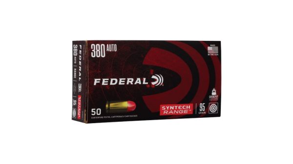 Federal Premium American Eagle Syntech .380 ACP 95 Grain Syntech Jacket Flat Nose Brass Cased Centerfire Pistol Ammunition AE380SJ1 Caliber: .380 ACP, Number of Rounds: 500