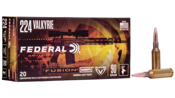 Federal Premium FUSION .224 Valkyrie 90 grain Fusion Soft Point Centerfire Rifle Ammunition F224VLKMSR1 Caliber: .224 Valkyrie, Number of Rounds: 500