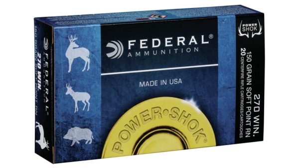 Federal Premium Power-Shok .270 Winchester 150 grain Jacketed Soft Point Centerfire Rifle Ammunition 270B Caliber: .270 Winchester, Number of Rounds: 500