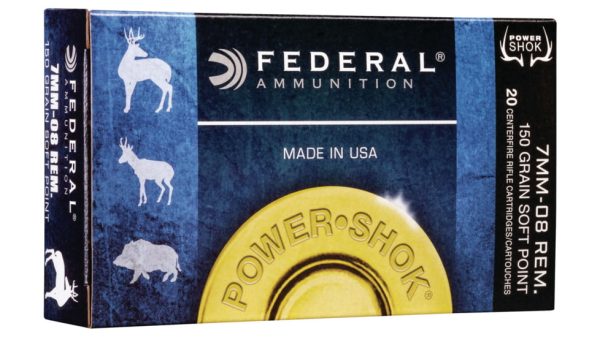 Federal Premium Power-Shok 7mm-08 Remington 150 grain Jacketed Soft Point Centerfire Rifle Ammunition 708CS Caliber: 7mm-08 Remington, Number of Rounds: 500