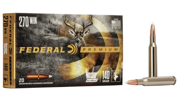 Federal Premium VITAL-SHOK .270 Winchester 140 grain Nosler AccuBond Centerfire Rifle Ammunition P270A1 Caliber: .270 Winchester, Number of Rounds: 500