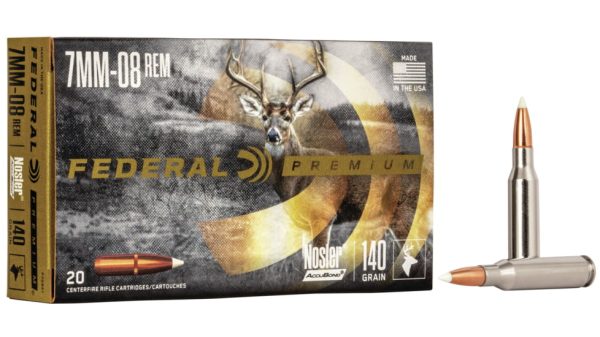 Federal Premium VITAL-SHOK 7mm-08 Remington 140 grain Nosler AccuBond Centerfire Rifle Ammunition P708A1 Caliber: 7mm-08 Remington, Number of Rounds: 500