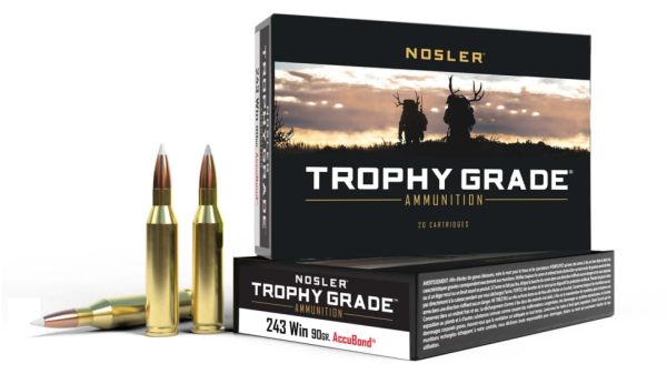 Nosler Trophy Grade .243 Winchester 90 Grain AccuBond Brass Cased Centerfire Rifle Ammunition 500 ROUNDS