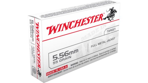 Winchester USA 5.56x45mm NATO 55 grain Ball (M193) Full Metal Jacket (FMJ) Brass Centerfire Rifle Ammunition 500 RDS