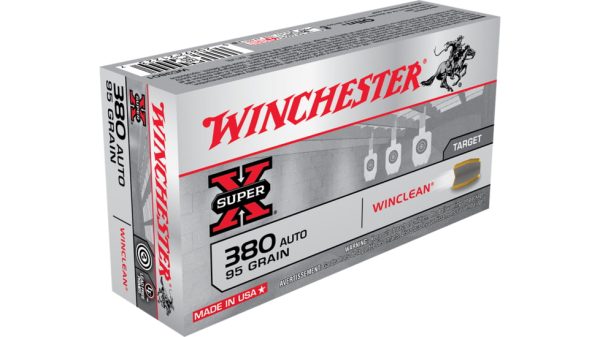 Winchester SUPER-X HANDGUN .380 ACP 95 grain WinClean Enclosed Base Brass Cased Centerfire Pistol Ammunition WC3801 Caliber: .380 ACP, Number of Rounds: 500