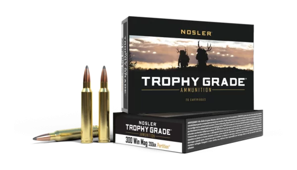Nosler Trophy Grade .300 Winchester Magnum 200 Grain Nosler Partition Brass Cased Centerfire Rifle Ammunition 500 ROUNDS - Image 2