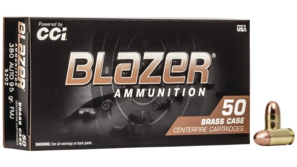 CCI Ammunition Blazer Brass .380 ACP FMJ 95 Grain 500 Rounds [50×10] Box
